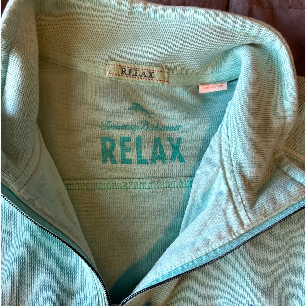 👉🏼Like New👈🏼 Tommy Bahama Relax Half Zip Sweatshirt Pullover Turquoise Size: XXL - Picture 4 of 5